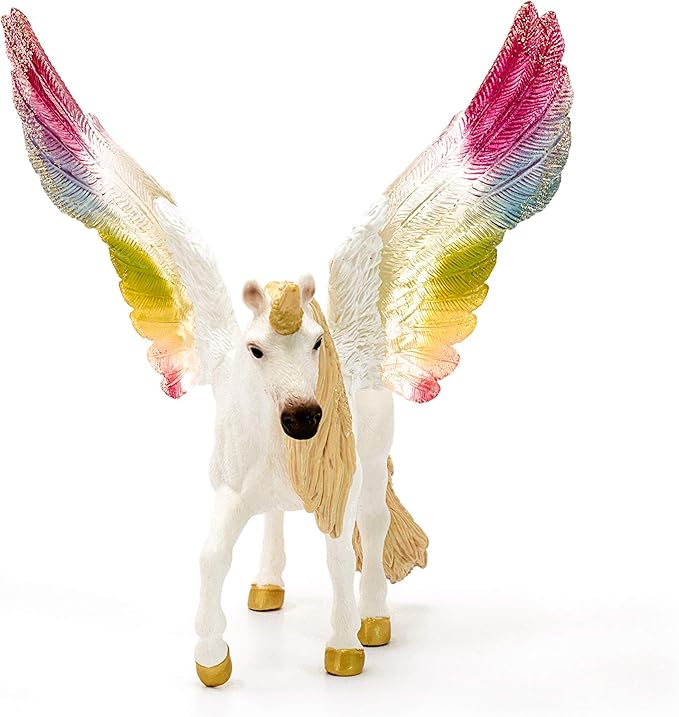 Schleich bayala, Unicorn Toys for Girls and Boys, Winged Rainbow Unicorn with Glitter Wings, Ages 5+, Multicolor, 7 inch - Figurio