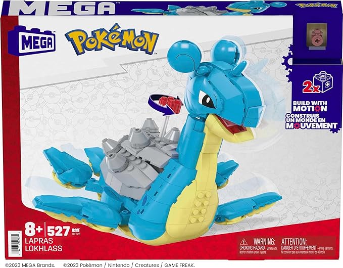 MEGA Pokémon Building Toys Set Lapras with 527 Pieces, Articulated and Poseable with Motion, 6 Inches Tall, for Kids - Figurio