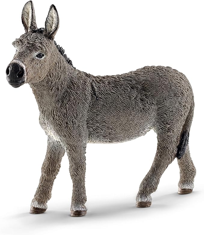 Schleich Farm World Realistic Donkey Animal Figurine - Highly Detailed and Durable Farm Animal Toy, Fun and Educational Play for Boys and Girls, Gift for Kids Ages 3+ - Figurio