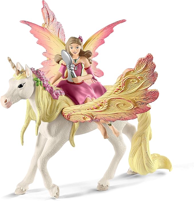 Schleich bayala Fairy Feya and Pegasus Unicorn Figurine Playset - Realistic Enchanting Fantasy Magical Fairy and Unicorn Figurine Imagination Playtime Toy Set for Boys and Girls, Gift for Kids Age 5+ - Figurio