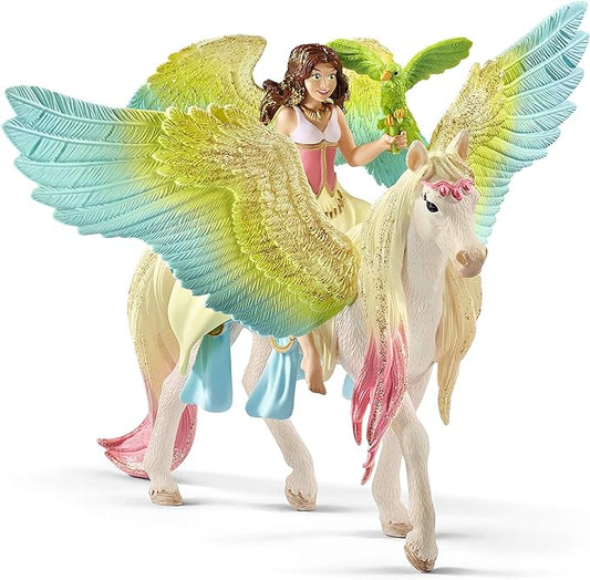 Schleich bayala, 3-Piece Playset, Unicorn Toys for Girls and Boys 5-12 years old, Fairy Surah with Glitter Pegasus - Figurio