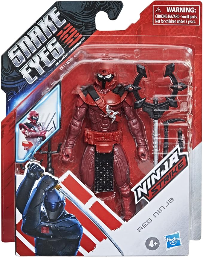 G.I. Joe Snake Eyes Origins Red Ninja Action Figure Collectible Toy with Action Feature and Accessories, Toys for Kids Ages 4 and Up - Figurio