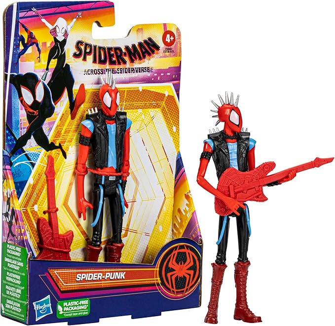 Spider-Man Marvel : Across The Spider-Verse Spider-Punk Toy, 6-Inch-Scale Action Figure with Guitar Accessory, for Kids Ages 4 and Up - Figurio