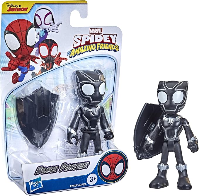 Spidey and his Amazing Friends Marvel Black Panther Hero Figure Toy, 4-Inch Super Hero Action Figure with 1 Accessory for Kids Ages 3 and Up, Small (Pack of 3) - Figurio