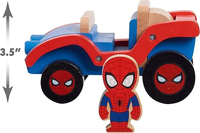 Just Play Disney Wooden Toys Spider-Man and Spider Mobile, Figure and Vehicle, Officially Licensed Kids Toys for Ages 18 Month, Amazon Exclusive - Figurio