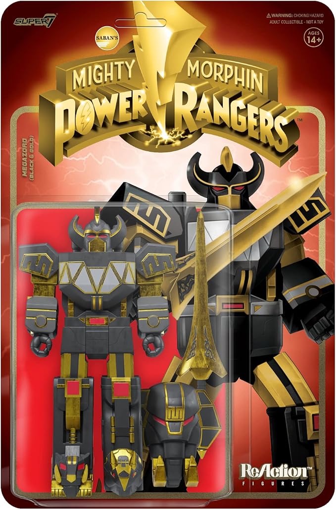 Super7 Mighty Morphin Power Rangers Megazord (Black and Gold) - 6" Power Rangers Action Figure Classic TV Show Collectibles and Retro Toys - Figurio