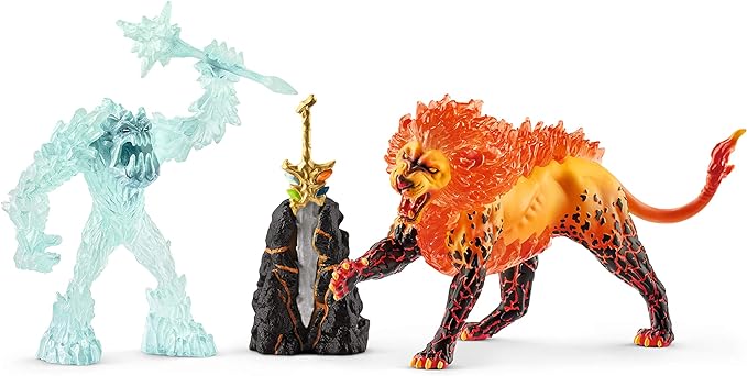 Schleich Eldrador Creatures, Mythical Creatures Toys for Kids, Battle for The Super Weapon Set with Ice Monster and Lava Monster Action Figures, 5 Pieces, Ages 7+ - Figurio