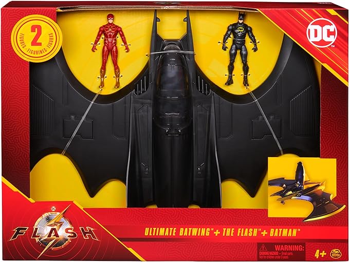 DC Comics, The Flash Ultimate Batwing Set The Flash and Batman Action Figures, 4-inch Playset Kids Toys for Boys and Girls 3 and Up - Figurio