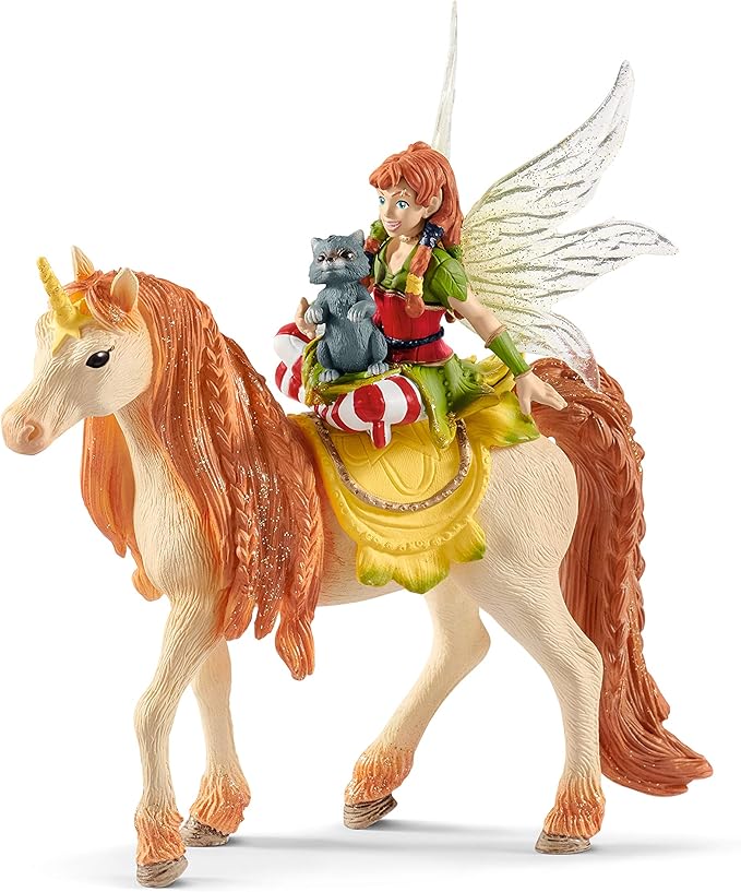 Schleich Bayala Fairy Marween Doll with Glitter Unicorn Figurine 3pc. Playset - Featuring Magical Marween and Unicorn Figure for Fun and Imaginative Play for Boys and Girls, Gift for Kids Ages 5+ - Figurio