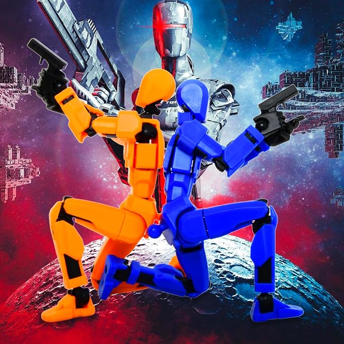 T-13 Action Figure with Pose Stand,Anime Robot Building Toy Sets,Lucky Puppet Joints for Boys,Girls,Men,Women,Multi-Jointed Moveable Dummy Desk Decoration,Desktop Ornament for Game Lover,Orange - Figurio