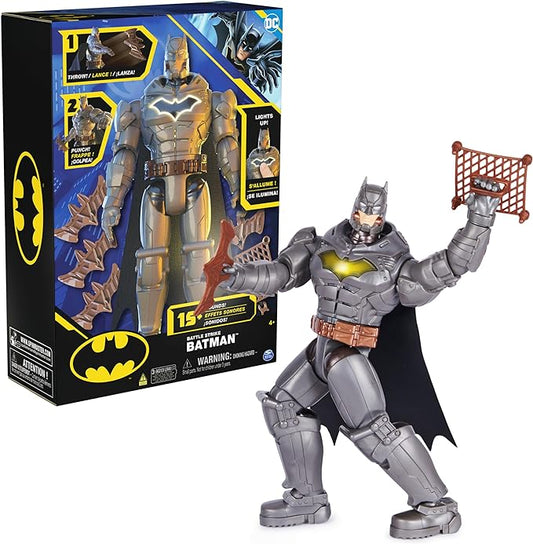 DC Comics, Battle Strike Batman 12-inch Action Figure, 5 Accessories, 20+ Sounds, Collectible Kids Toys for Boys and Girls Ages 3 and Up - Figurio