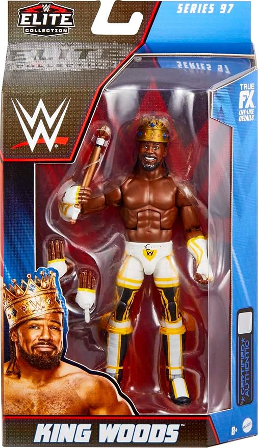 Mattel WWE King Woods Elite Collection Action Figure, Deluxe Articulation & Life-like Detail with Iconic Accessories, 6-inch - Figurio