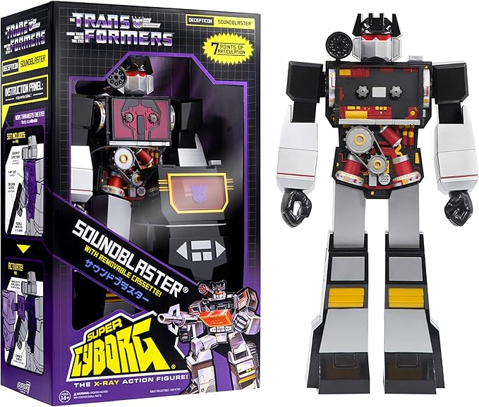 Super7 Super Cyborg Transformers Soundwave Soundblaster - 11" Transformers Action Figure with Accessories Classic Cartoon Collectibles and Retro Toys - Figurio