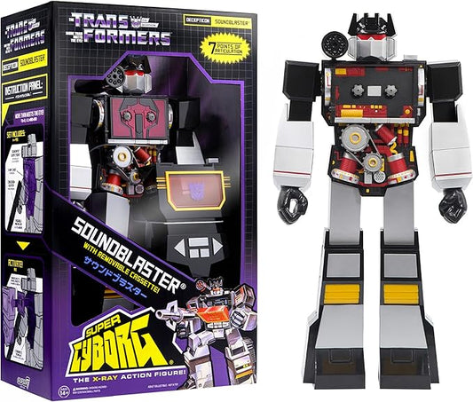 Super7 Super Cyborg Transformers Soundwave Soundblaster - 11" Transformers Action Figure with Accessories Classic Cartoon Collectibles and Retro Toys - Figurio