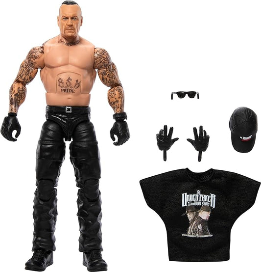 Mattel WWE Elite Action Figure & Accessories, 6-inch Collectible Undertaker with 25 Articulation Points, Life-Like Look & Swappable Hands - Figurio