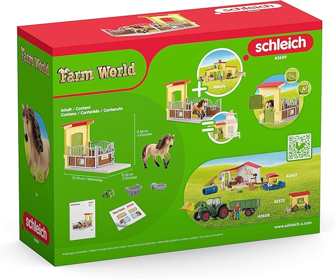 Schleich Farm World, Horse Toys for Girls and Boys, Horse Stall Set with Iceland Pony Stallion Toy Figure - Figurio