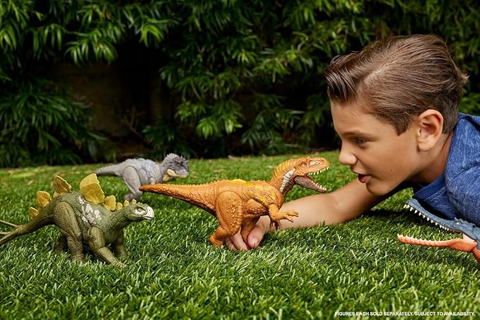 Jurassic World Wild Roar Megalosaurus Dinosaur Figure with Continuing Roar Sound & Attack Action, Posable Physical Toy & Digital Play - Figurio