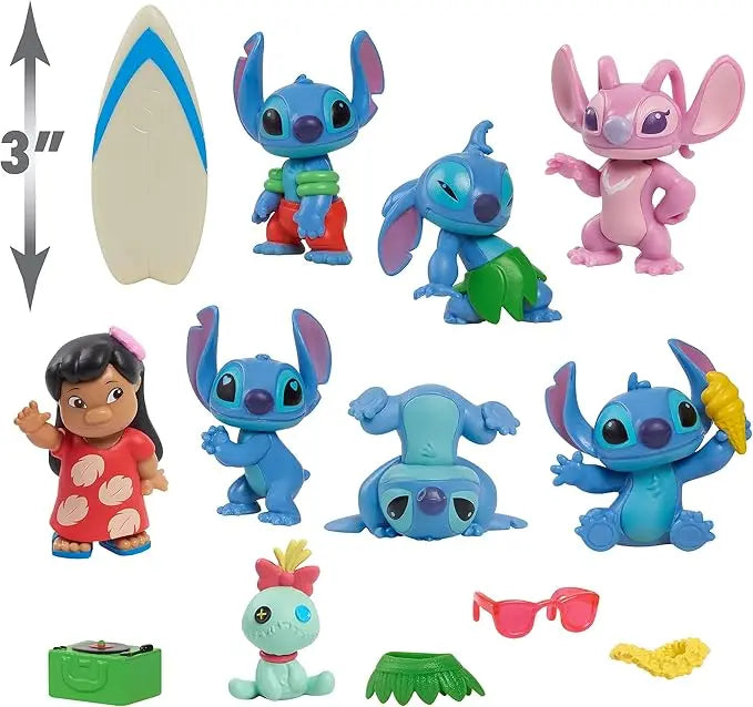 Disney’s Lilo & Stitch Deluxe Figure Set, 13-Piece Set, Officially Licensed Kids Toys for Ages 3 Up by Just Play - Figurio