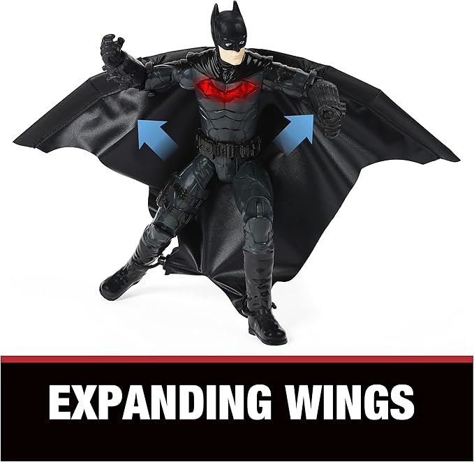 DC Comics, Batman 12-inch Wingsuit Action Figure with Lights and Phrases, Expanding Wings, The Batman Movie Collectible Kids Toys for Boys and Girls Ages 3 and up - Figurio