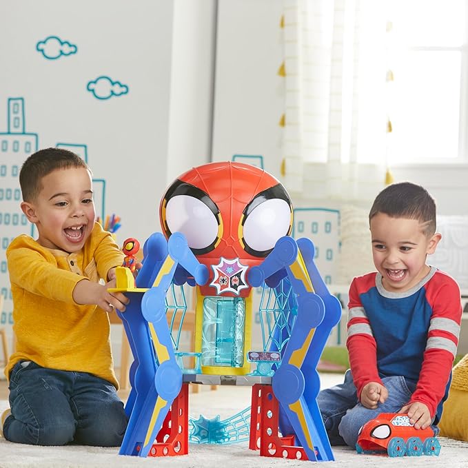 Spidey and His Amazing Friends Web-Spinners Web-Quarters, Kids Playset with Action Figure, Vehicle, and Accessories, Marvel Super Hero Toys, Ages 3 and Up, Large - Figurio