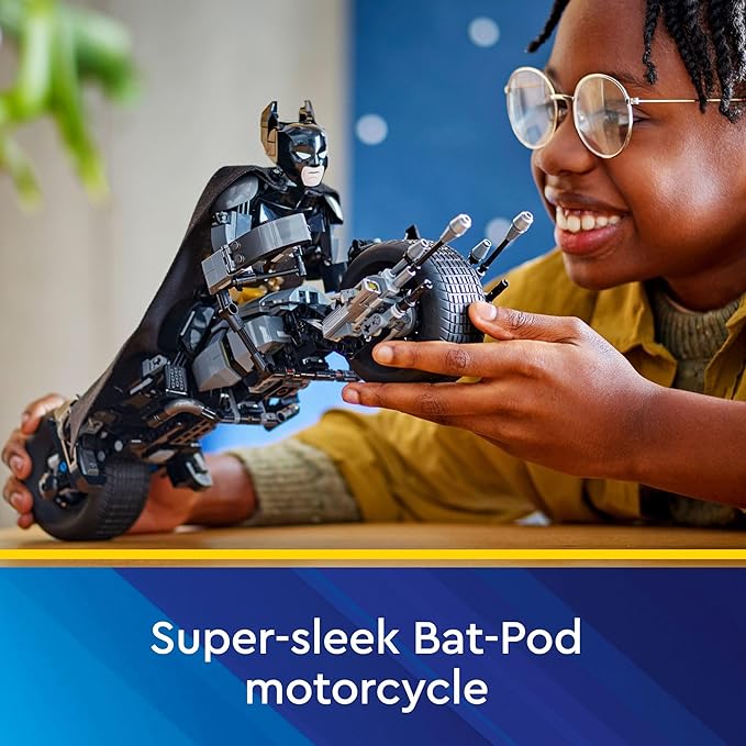 LEGO DC Batman: Batman Construction Figure & The Bat-Pod Bike, The Dark Knight Action Figure and Batman Motorcycle, Super Hero Toys, Kids’ Adventure Playset, Gift for Boys and Girls, 76273 - Figurio