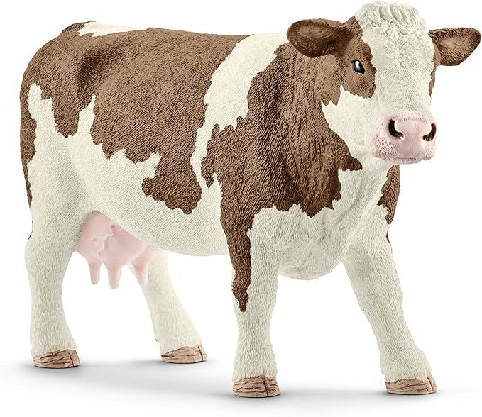 Schleich Farm World Simmental Cow Toy Figurine - Educational and Durable Farm Animal Toy Figure, Fun and Imaginative Play for Boys and Girls, Gift for Kids Ages 3+ - Figurio