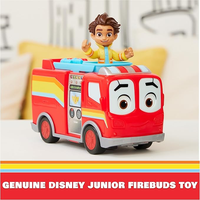 Disney Junior Firebuds, Bo and Flash, Action Figure and Fire Engine Vehicle with Interactive Eye Movement, Kids’ Toys for Boys and Girls Aged 3 and up - Figurio