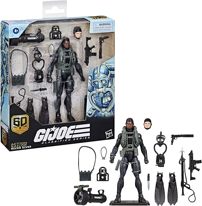 G.I. Joe Classified Series 60th Anniversary Action Sailor - Recon Diver, Collectible 6-Inch Action Figure with 17 Accessories - Figurio