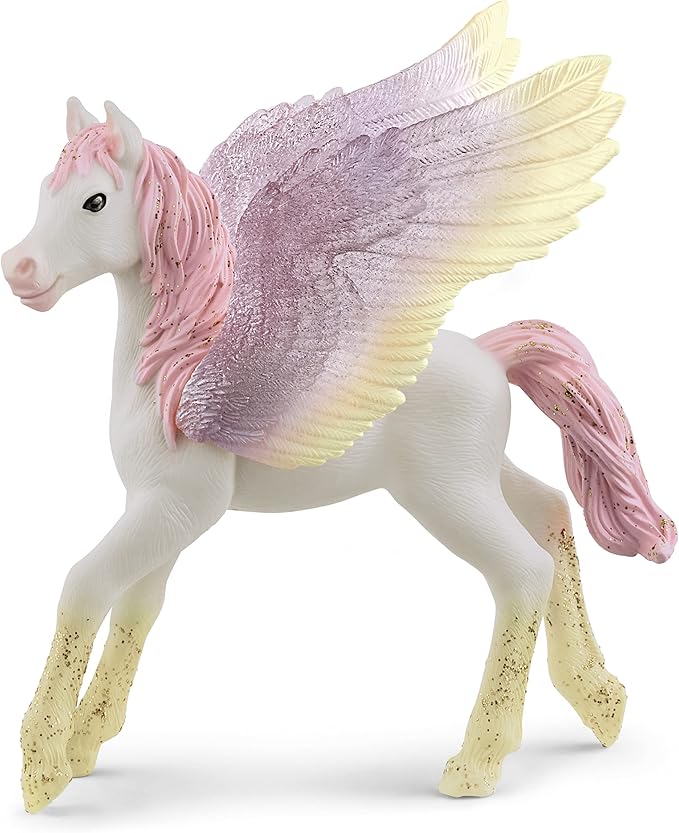 Schleich bayala Mythical Sunrise Pegasus Foal Horse Figurine - Featuring Glittery Decorated Details and Transparent Wings, Imaginative Fun and Durable Toy for Girls and Boys, Gift for Kids Ages 5+ - Figurio