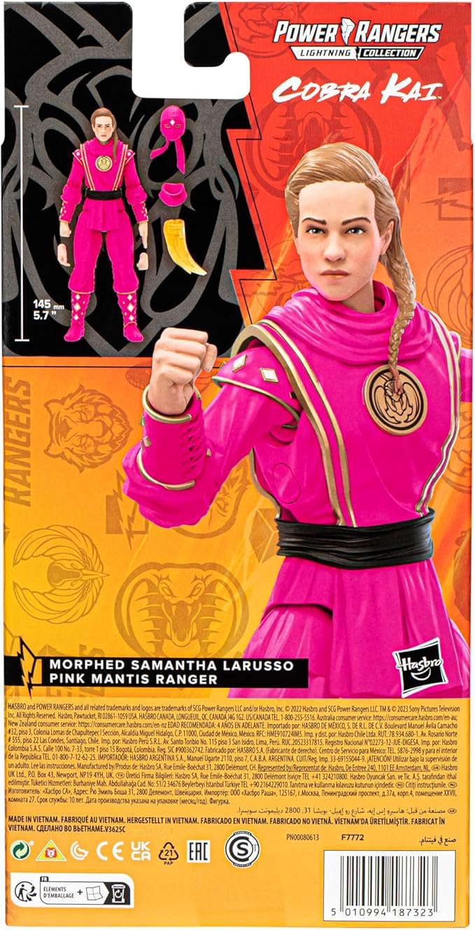 Hasbro Power Rangers x Cobra Kai Ligtning Collection 15cm Morphed Samantha LaRusso Pink Mantis Ranger Figure - Figurio