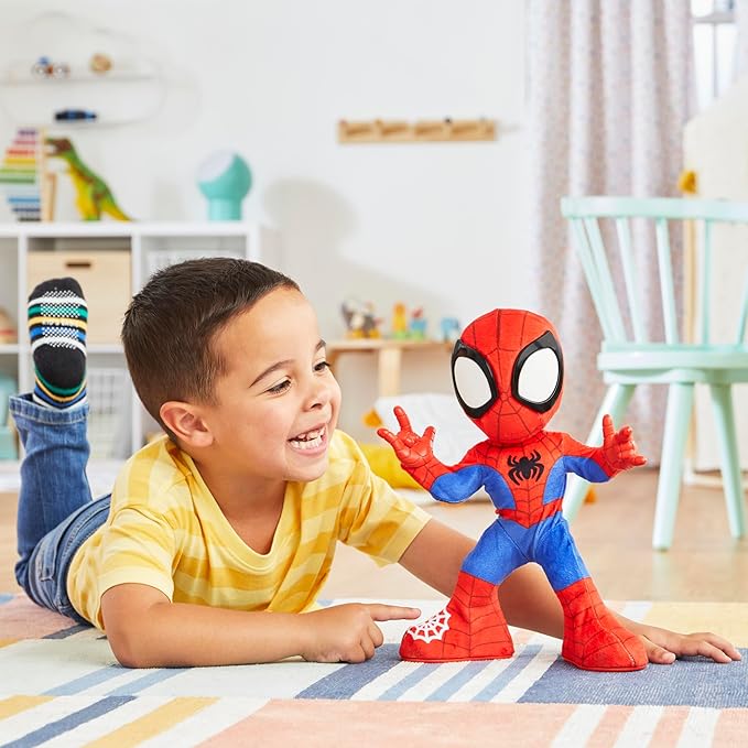 Spidey and his Amazing Friends Marvel Dance 'N Crawl Spidey, Interactive Plush Toy with 20 Phrases & Sounds, 2 Songs, Super Hero Toys for Kids 3 & Up - Figurio