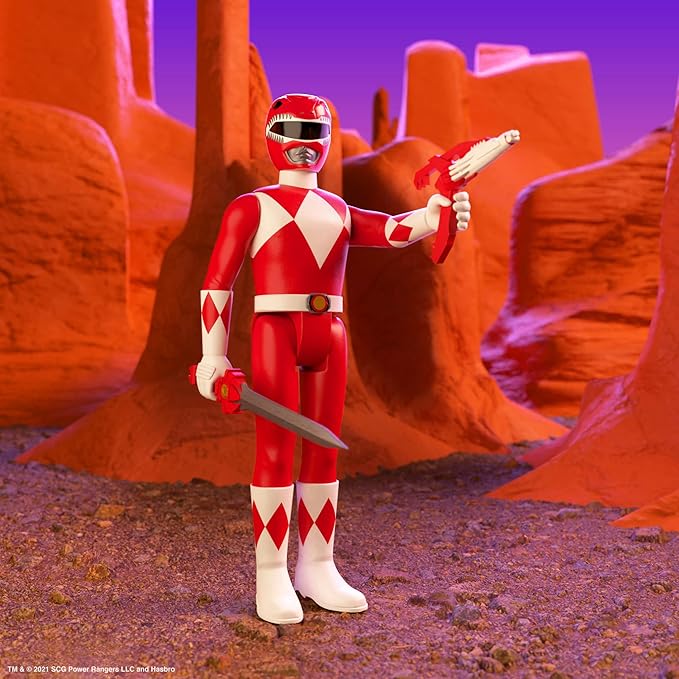 Super7 Mighty Morphin Power Rangers Red Ranger - 3.75" Power Rangers Action Figure with Accessories Classic TV Show Collectibles and Retro Toys - Figurio