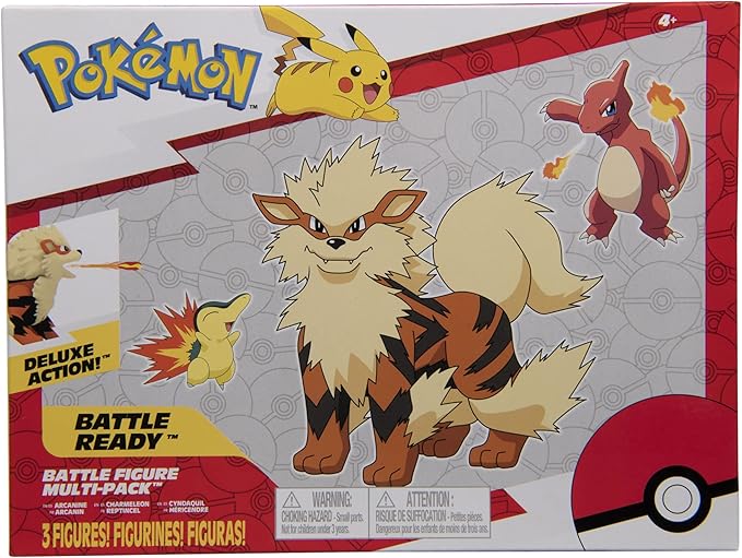 Pokémon Battle Figure, Fire Theme with 3 Pack Cyndaquil, Charmeleon, Arcanine - 4.5-inch Arcanine Figure, 3-inch Charmeleon Figure, 2-inch Cyndaquil - Toys for Kids Fans - Amazon Exclusive - Figurio