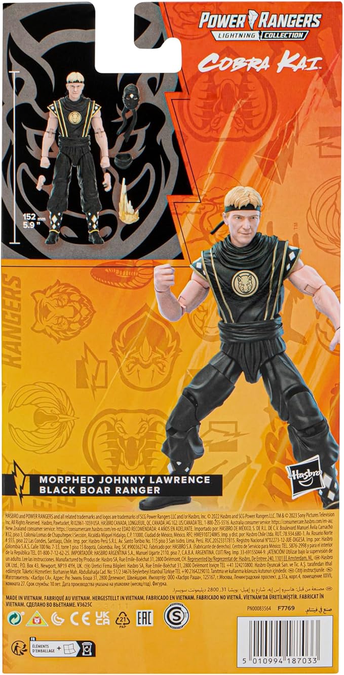 Hasbro Power Rangers x Cobra Kai Lightning Collection Morphed Johnny Lawrence Black Boar Ranger Figure 6" - Figurio