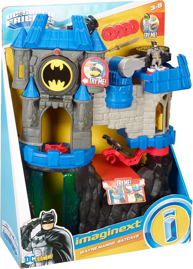 Fisher-Price Imaginext DC Super Friends Batman Toy, Wayne Manor Batcave Playset with Figure & Batcyle for Pretend Play Kids Ages 3+ Years (Amazon Exclusive) - Figurio