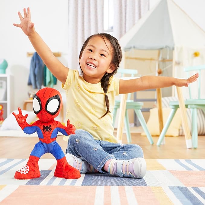 Spidey and his Amazing Friends Marvel Dance 'N Crawl Spidey, Interactive Plush Toy with 20 Phrases & Sounds, 2 Songs, Super Hero Toys for Kids 3 & Up - Figurio