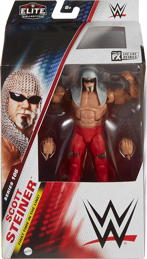 Mattel WWE Elite Action Figure & Accessories, 6-inch Collectible Scott Steiner with 25 Articulation Points, Life-Like Look & Swappable Hands - Figurio