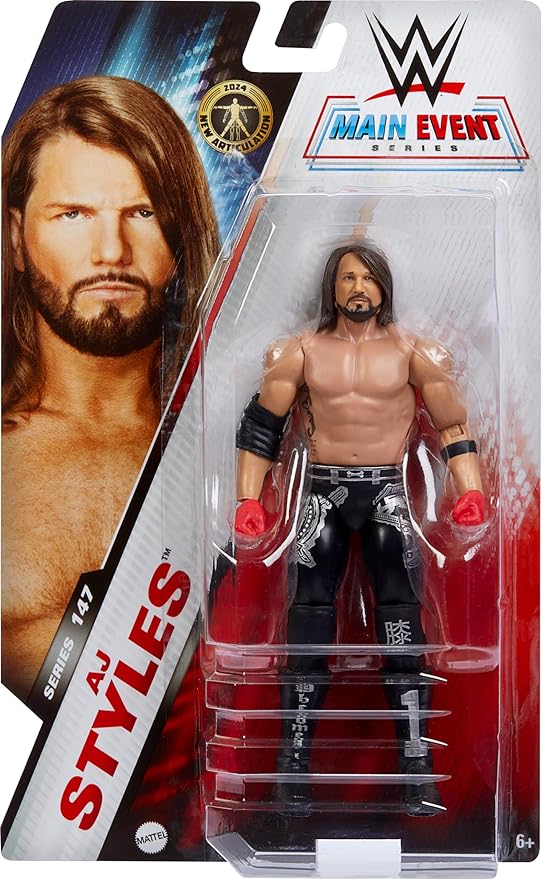 Mattel WWE Action Figure, 6-inch Collectible AJ Styles with 10 Articulation Points & Life-Like Look  - Figurio