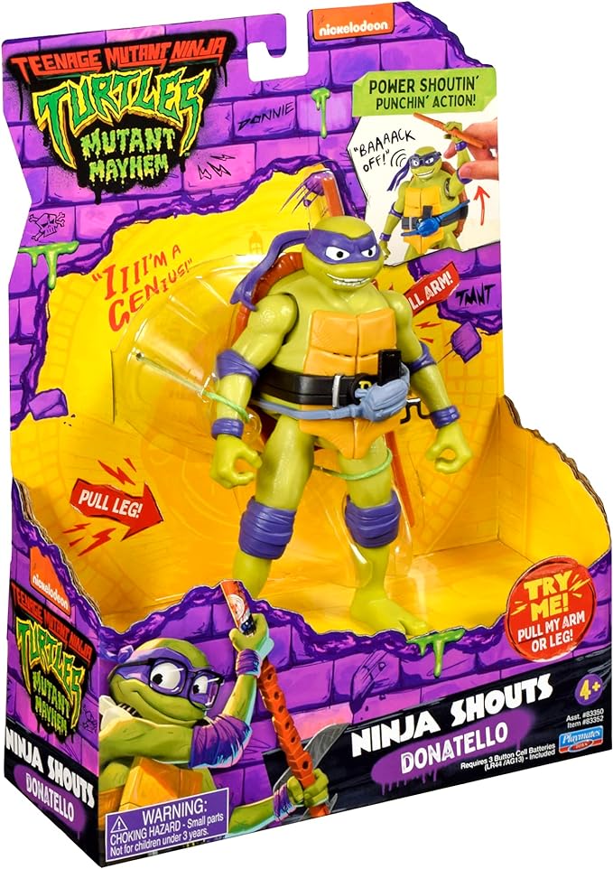 Teenage Mutant Ninja Turtles: Mutant Mayhem 5.5” Donatello Deluxe Ninja Shouts Figure by Playmates Toys - Figurio