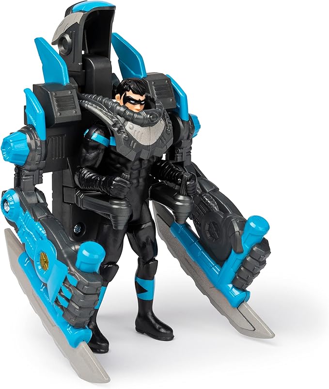 DC Comics Batman, 4-Inch Nightwing Mega Gear Deluxe Action Figure with Transforming Armor - Figurio