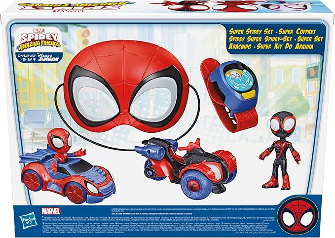 Spidey and His Amazing Friends Super Spidey Set, Role Play Toys, Toy Car Set, Marvel Spider-Man Mask Great for Kids, 3+ Years - Figurio