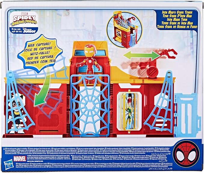 Spidey and his Amazing Friends Stark Tower Playset, Includes 4-Inch Iron Man Action Figure, Marvel Super Hero Toys for Kids 3 and Up - Figurio