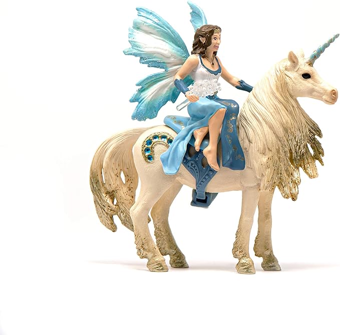 Schleich Bayala Mermaid Eyela Doll with Golden Unicorn 4pc. Figurine Playset - Featuring Bold and Glitter Details, Highly Durable and Fun Imaginative Toy for Boys and Girls, Gift for Kids Ages 5+ - Figurio