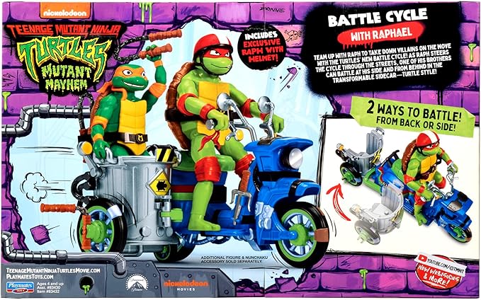 Teenage Mutant Ninja Turtles: Mutant Mayhem Battle Cycle with Exclusive Raphael Figure by Playmates Toys - Figurio