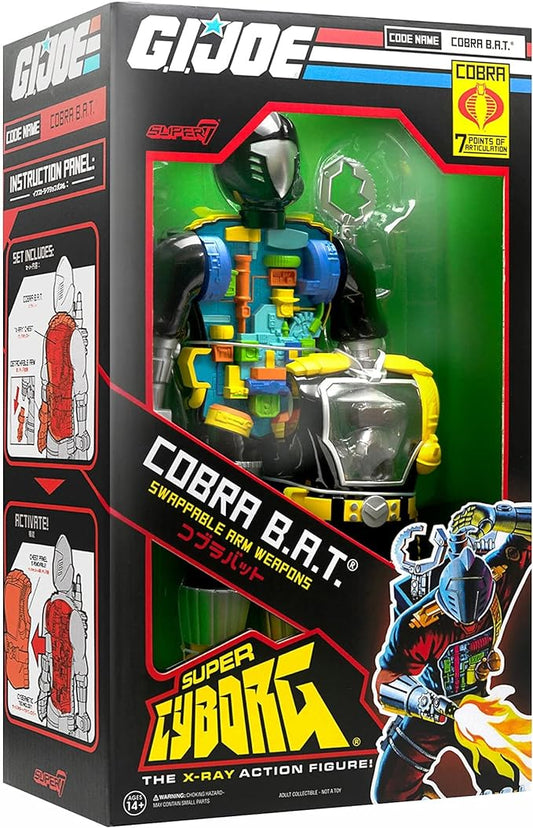 Super7 Super Cyborg G.I. Joe Cobra B.A.T. - 11" G.I. Joe Action Figure with Accessories Classic Cartoon Collectibles and Retro Toys - Figurio