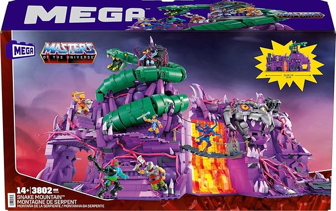 Mega Masters of The Universe Building Toys Set, Snake Mountain with 3802 Pieces, 24 Inches Wide, 6 Micro Action Figures, Adult Collectible - Figurio