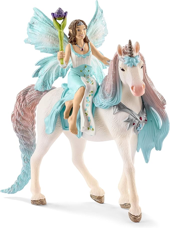 Schleich Bayala Fairy Eyela with Princess Unicorn Playset - Sparkling Flying Princess Doll with Unicorn and Magic Wand, Birthday Gift for Girls and Boys Ages 5-12 - Figurio