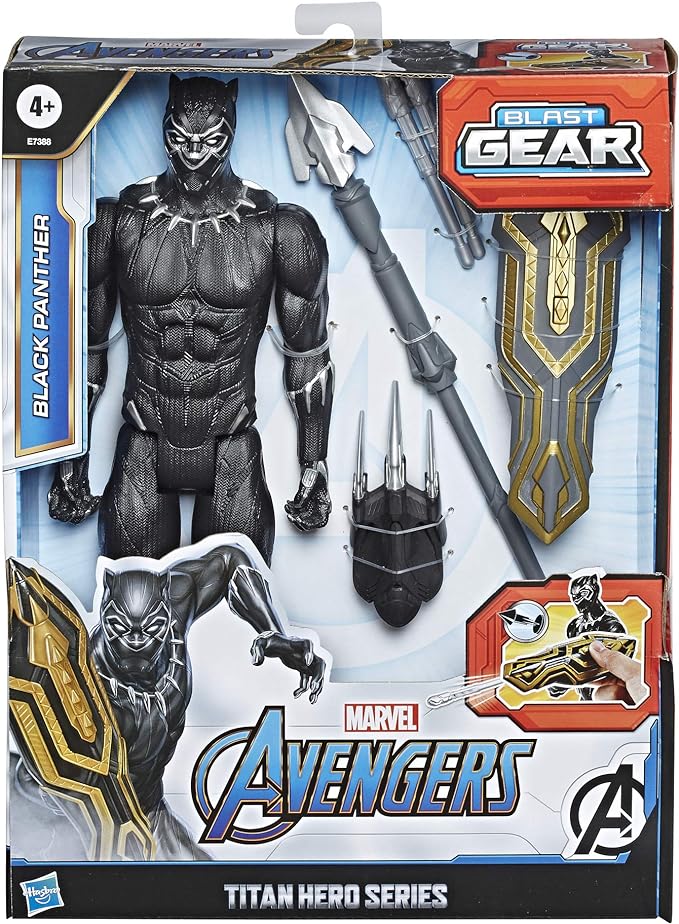 Avengers Titan Hero Series Blast Gear Deluxe Black Panther Action Figure, 12-Inch Toy, Inspired by Marvel Comics, for Kids Ages 4 and Up - Figurio