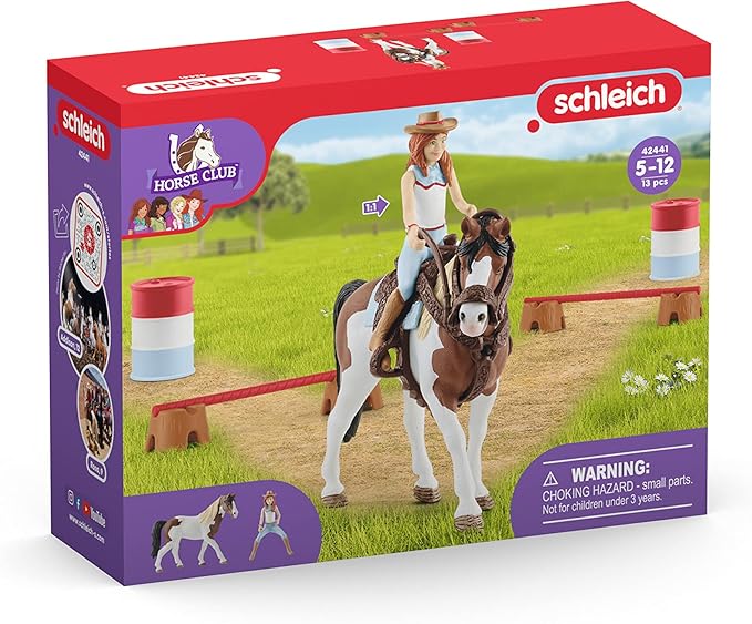 Schleich Horse Club, Horse Toys for Girls and Boys, Hannah's Western Riding Horse Set with Rider and Horse Toy, 12 pieces, Ages 5+ - Figurio