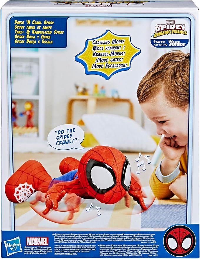 Spidey and his Amazing Friends Marvel Dance 'N Crawl Spidey, Interactive Plush Toy with 20 Phrases & Sounds, 2 Songs, Super Hero Toys for Kids 3 & Up - Figurio